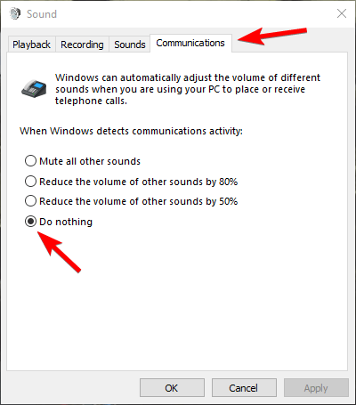 Sound settings