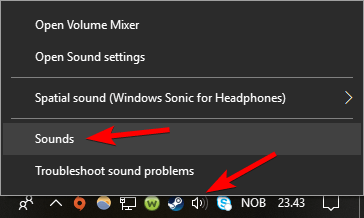 Systray volume menu